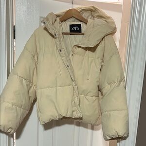 Zara Cream Puffer Jacket